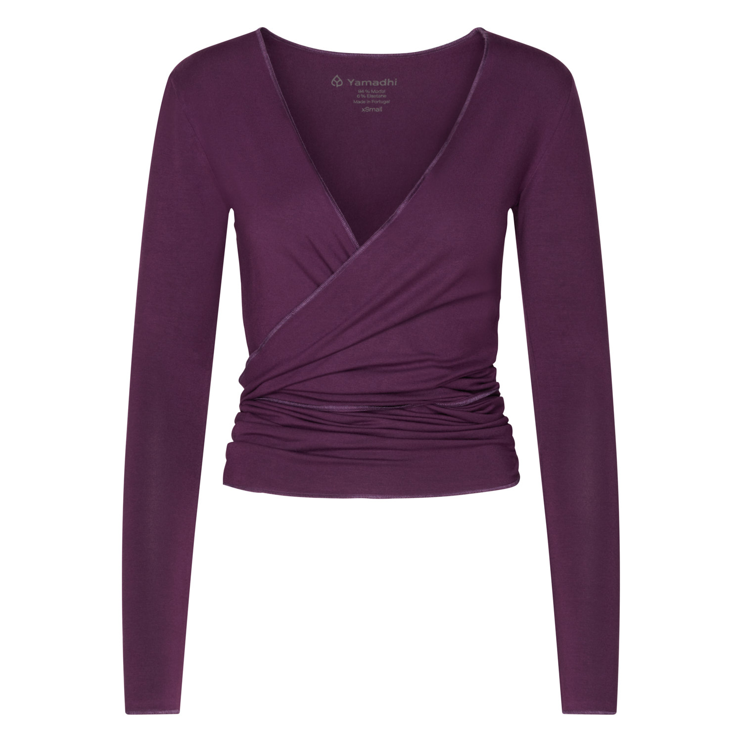 HA0FBXS_yoga_kleidung_yamadhi_wickeljacke_modal_deep_purple_front Wrap-topp Blackberry Wine